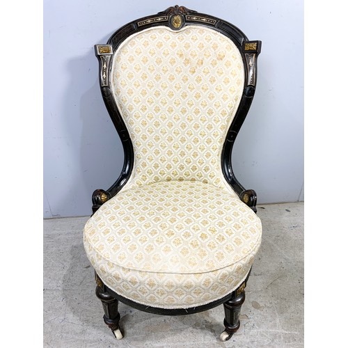 602 - EBONISED SHOW FRAMED SPOON BACK CHAIR