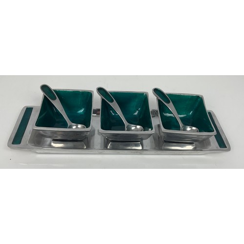 367 - ENAMELLED SCANDINAVIAN STYLE HORS D'OEUVRES DISH SET