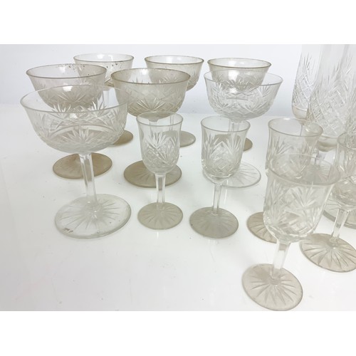 207 - QUANTITY OF HEXAGONAL STEM CRYSTAL GLASSWARE