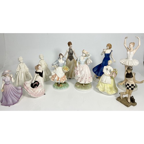 120 - LARGE QUANTITY OF FIGURINES INCLUDING RPYAL WORCESTER SPRING FAIR, ROSIE PICKING APPLES ETC