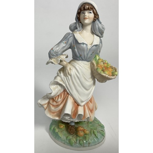 120 - LARGE QUANTITY OF FIGURINES INCLUDING RPYAL WORCESTER SPRING FAIR, ROSIE PICKING APPLES ETC