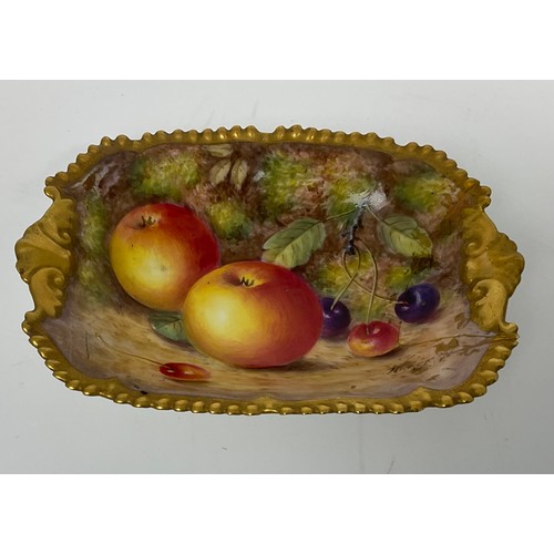 158 - ROYAL WORCESTER HANDPAINTED FALLEN FRUIT DISH SIGNED FREEMAN AF