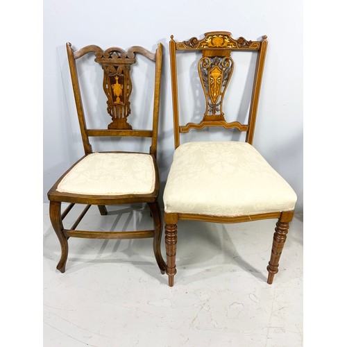 483 - 2 INLAID CHAIRS TOGETHER WITH A CORNER CHAIR