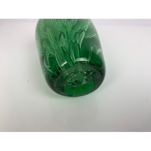 190 - VICTORIAN GREEN GLASS DUMP TOGETHER WITH A COB BOTTLE AND ONE OTHER