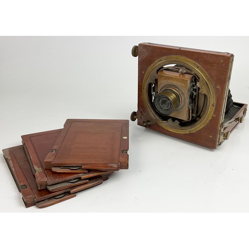 330 - PARTS OF A WOODEN PLATE CAMERA, 2 PENTAX SLR CAMERAS, EUMIG CINE CAMERA, YASCHICA TWIN LENS CAMERA A... 