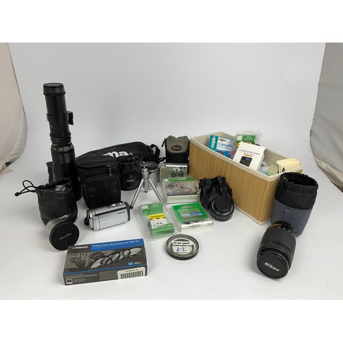 330 - PARTS OF A WOODEN PLATE CAMERA, 2 PENTAX SLR CAMERAS, EUMIG CINE CAMERA, YASCHICA TWIN LENS CAMERA A... 