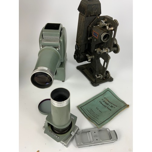 335 - PATHESCOPE 9.5 VINTAGE PROJECTOR, SLIDE PROJECTORS AND LEITZ VIEWER