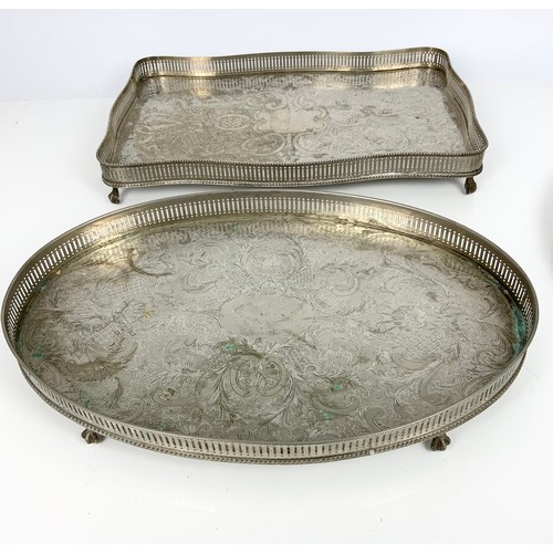 398 - 4 SILVER PLATED GALLERIED TRAYS