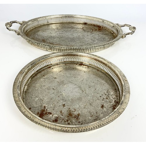 398 - 4 SILVER PLATED GALLERIED TRAYS