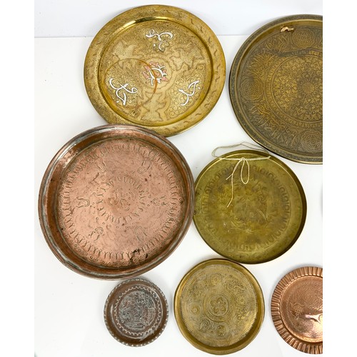 260 - COPPER AND BRASS TRAYS, PLATTERS ETC