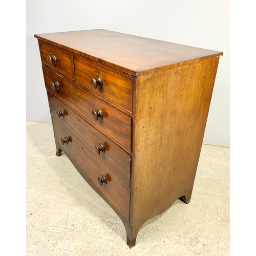 521 - VICTORIAN MAHOGANY CHEST OF TWO OVER THREE DRAWERS ON SPLAYED BRACKET FEET