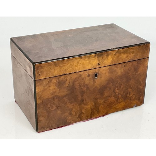 306 - WALNUT TEA CADDY WITH FITTED INTERIOR