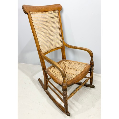 603 - ROCKING CHAIR WITH CANED SEAT AND BACK