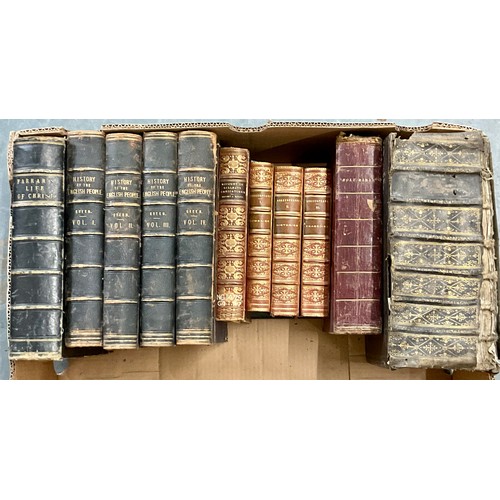 73 - MISC. LEATHER BINDINGS INC. ACCOUNT OF GILLRAYS CARICATURES, WRIGHT & EVANS, 3 VOLS. SHAKESPEARE COM... 