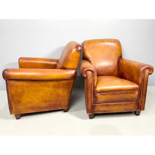 600 - PR. TETRAD LEATHER ARMCHAIRS