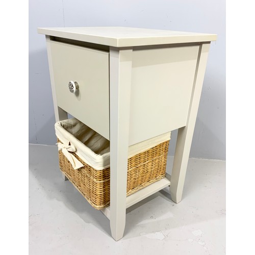 548 - FARROW AND BALL PAINTED BEDSIDE TABLE WITH BASKET 66cm TALL