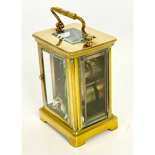 229 - FRENCH 4 GLASS, GILT BRASS CARRIAGE CLOCK