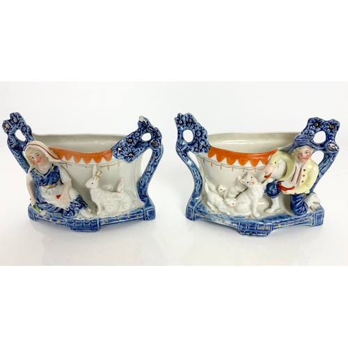 113 - STAFFORDSHIRE SPILL HOLDER AND STAFFORDSHIRE FLAT BACK ETC