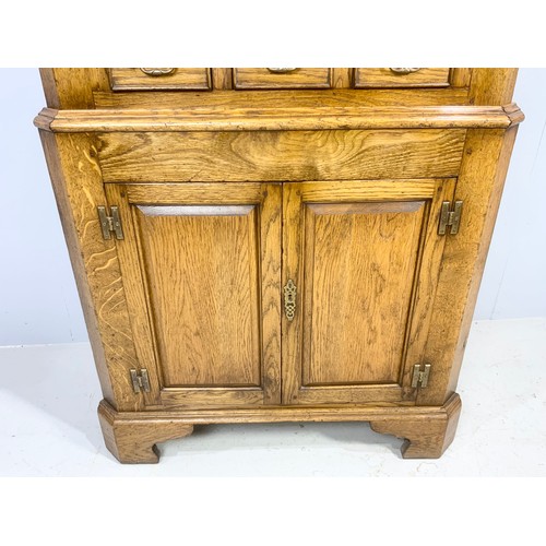 510 - LION HOUSE ANTIQUES STANDING OAK CORNER CUPBOARD WITH PANELLED DOORS