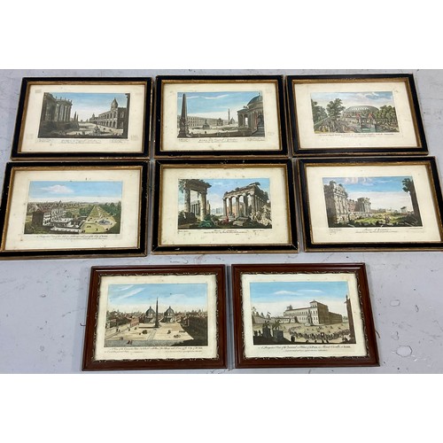 37 - SET OF 8 FRAMED COLOURED ETCHINGS DEPICTING ITALIAN GRAND TOUR SCENES, ‘PRINTED FOR ROBERT SAYER, MA... 