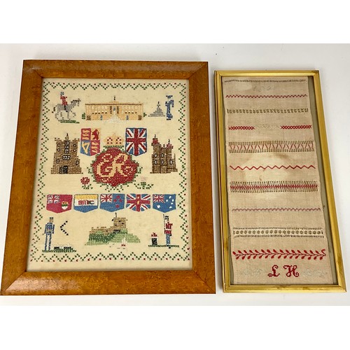 52 - 2 FRAMED EMBROIDERED SAMPLERS