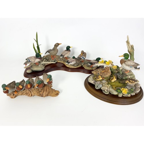 123 - BORDER FINE ARTS (SUNNY AFTERNOON) AND TWO OTHER DUCK ORNAMENTS WITH CROWN STAFFORDSHIRE PHEASANT MO... 