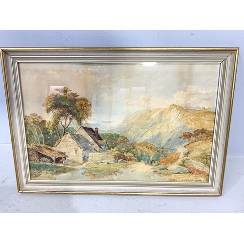 28 - C ROLAND WATERCOLOUR WELSH SCENE AND CRAWFORD PRINT OF ARKLE, REDRUM, DESSERT ORCHARD APPROX