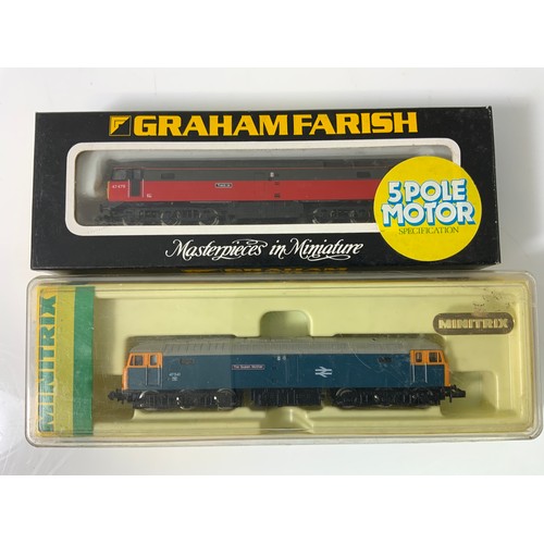 309 - GRAHAM FARISH N GAUGE BOXED LOCOMOTIVE 8027 CLASS 47 DIESEL PARCELS LIVERY TRACK 29 & MINITRIX, CLAS... 