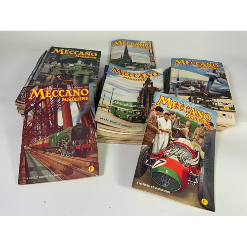 248 - FITTED BOX OF OLD MECCANO, MIXED COLOURS & VARIOUS MANUALS & QTY OF MECCANO MAGAZINES