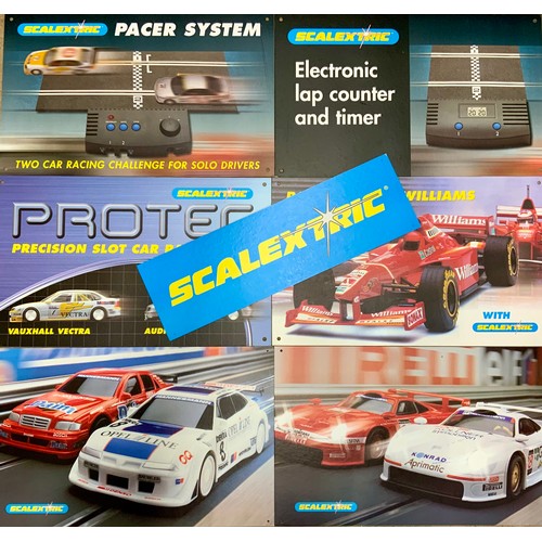 63 - SCALEXTRIC SHOP ADVERTISING & PROMOTION SIGNS, SCALEXTRIC, F1, SALOON CARS, WILLIAMS F1, PROTEC, LAP... 