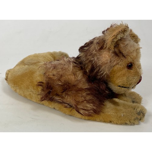 35 - VINTAGE LION SOFT TOY, APPROX 26 CM LONG (EXCLUDING TAIL) WITH RED NOSE, PELHAM PUPPET MITZI BOXED, ... 