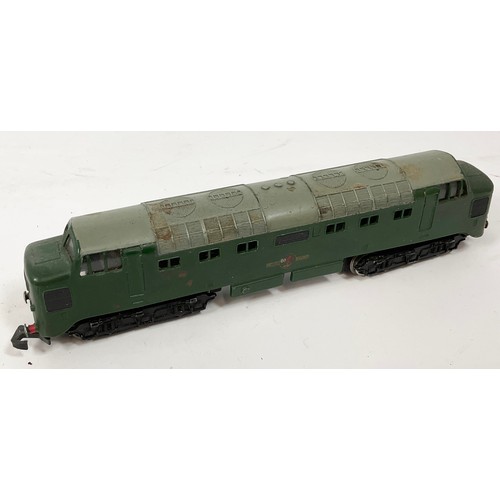 404 - HORNBY DUBLO CLASS 55 DELTIC LOCOMOTIVE, ALL GREEN,  UNNAMED & NUMBERED, 2R, PLUS BEALES RAILWAY MOD... 