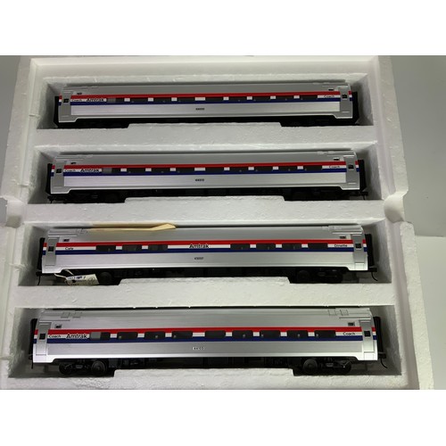 266 - AMERICAN O SCALE BOXED MTH ELECTRIC TRAINS, AMFLEET 4 CAR PASSENGER SET