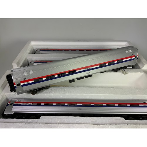 266 - AMERICAN O SCALE BOXED MTH ELECTRIC TRAINS, AMFLEET 4 CAR PASSENGER SET