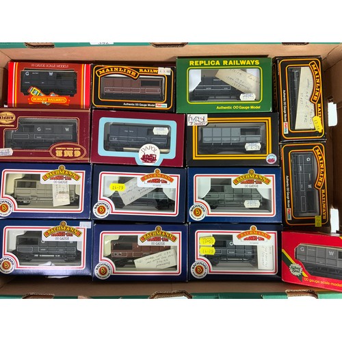 392 - A COLLECTION OF 15 BOXED BRAKE VANS, GWR TOAD, BACHMANN, GMR, HORNBY, MAINLINE, REPLICA ETC.