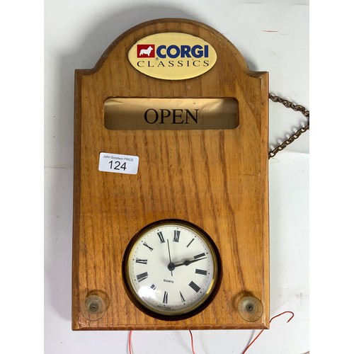 124 - CORGI CLASSICS, TRADE SHOP CLOCK, WITH OPENING TIMES