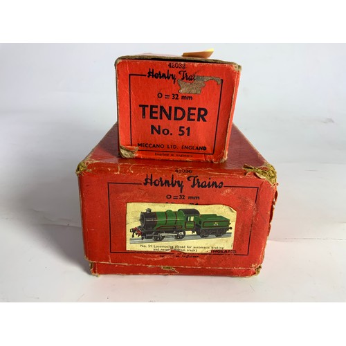 273 - HORNBY 0 GAUGE A BOXED NO 51 LOCOMOTIVE & TENDER, 50153