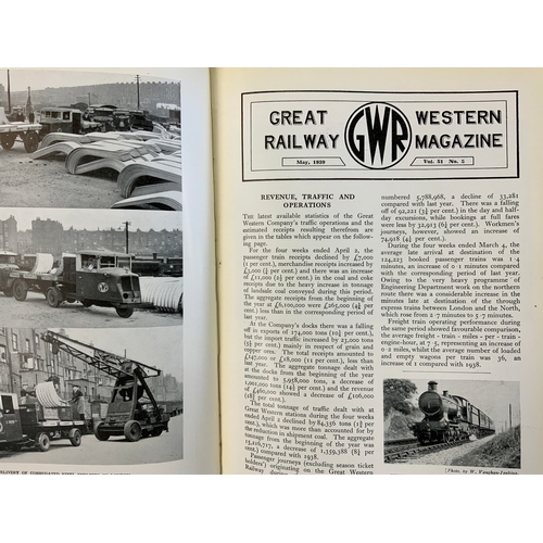 203 - RAILWAY BOOKS, A COLLECTION OF 11 VOLUMES OF GREAT WESTERN RAILWAY MAGAZINES, C. 1930’S - 40’S