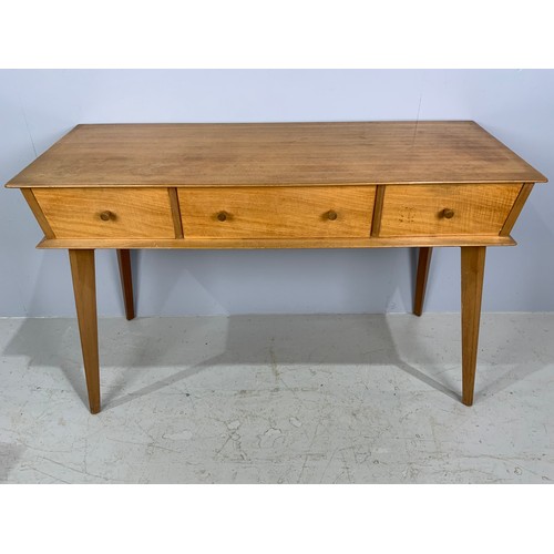 636 - G PLAN TYPE DESK/DRESSING TABLE, STOOL AND POT CUPBOARD