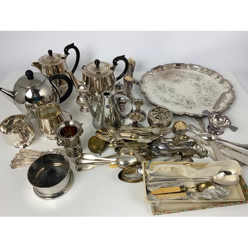 339 - QUANTITY OF SILVER PLATED WARE INC CUTLERY, TRAYS ETC