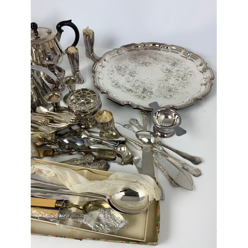 339 - QUANTITY OF SILVER PLATED WARE INC CUTLERY, TRAYS ETC