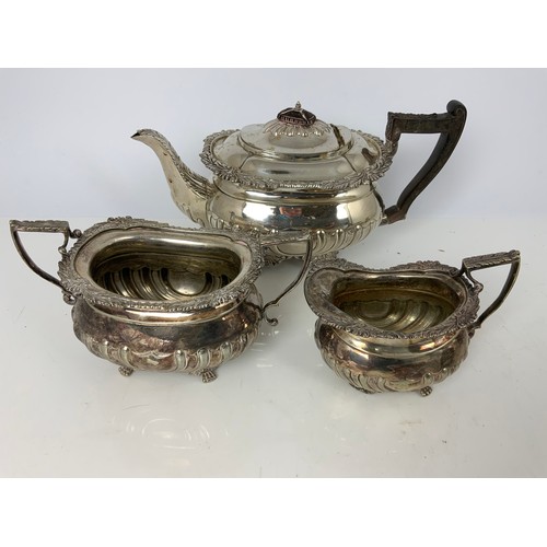 341 - TRAY OF SILVER PLATED WARE ETC INC 3 PIECE TEASET