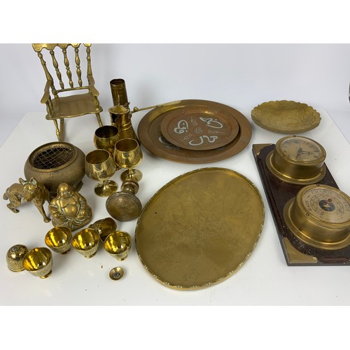 316 - TRAY OF MIXED BRASS METAL WARE INC TRAYS , MODELS ETC