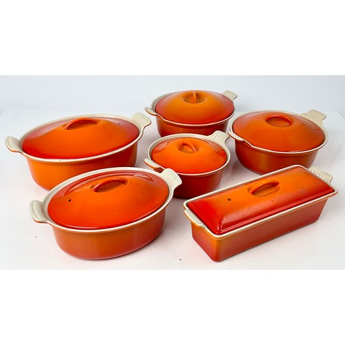 465 - QTY. LE CRUESET ORANGE CAST IRON OVENWARE