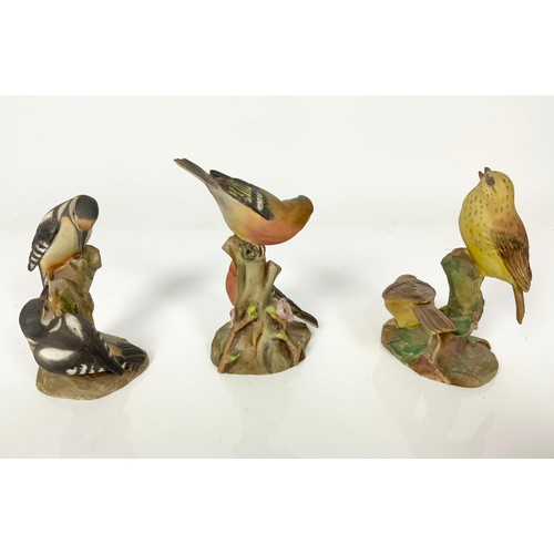 118 - 3 ROYAL WORCESTER DOUBLE BIRD MODELS INC PIED WOODPECKERS, YELLOW HAMMERS & CHAFFINCHES