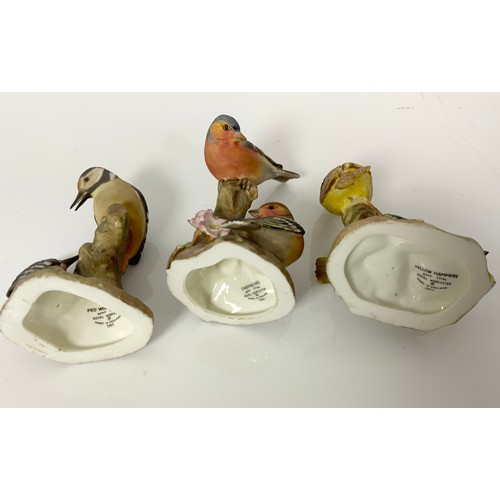 118 - 3 ROYAL WORCESTER DOUBLE BIRD MODELS INC PIED WOODPECKERS, YELLOW HAMMERS & CHAFFINCHES