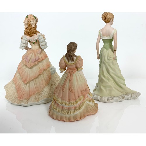 138 - 3 COALPORT FIGURINES  EAST BONNET, SERENADE & CORDELIA TALLEST  22cm