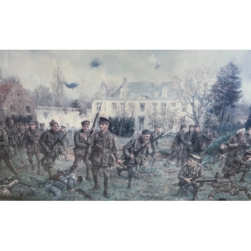 40 - FRAMED PRINT OF THE BATTLE OF GHELUVELT 31ST OCTOBER 1914, FRAME SIZE APPROX. 77 X 54 CM