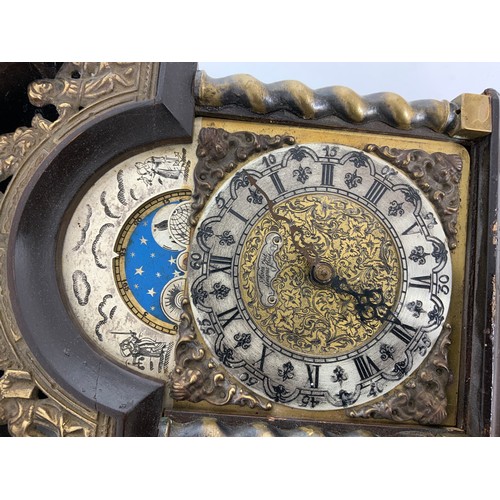 303 - PENDULUM WALL CLOCK, WITH BRASS DIAL & MOON FACE