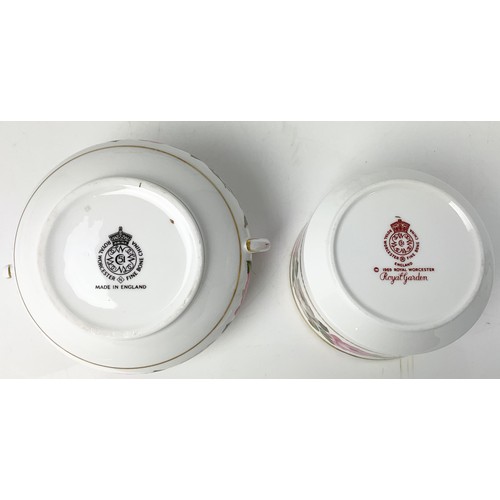 220 - ROYAL WORCESTER TEAWARE ROYAL GARDEN, COMPRISING 23 SAUCERS, 6 LARGE SAUCERS, 1 TEA POT, 1 COFFEE PO... 